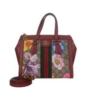 ♥️Gucci Floral Ophidia Small Red with Multicolor Blooms Leather Tote♥️